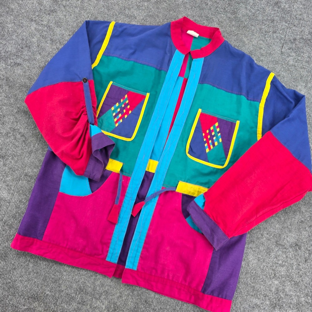 Handmade Hanna Andersson Nepal Cotton Colorblock Patchwork Reversible Jacket XL